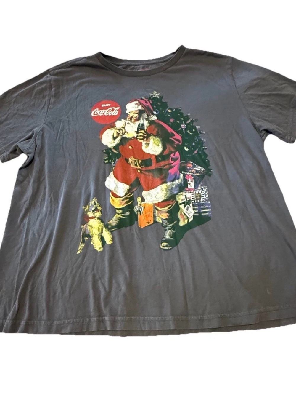 Lucky Brand Gray Coca Cola Santa Clause Retro Style T Shirt Small